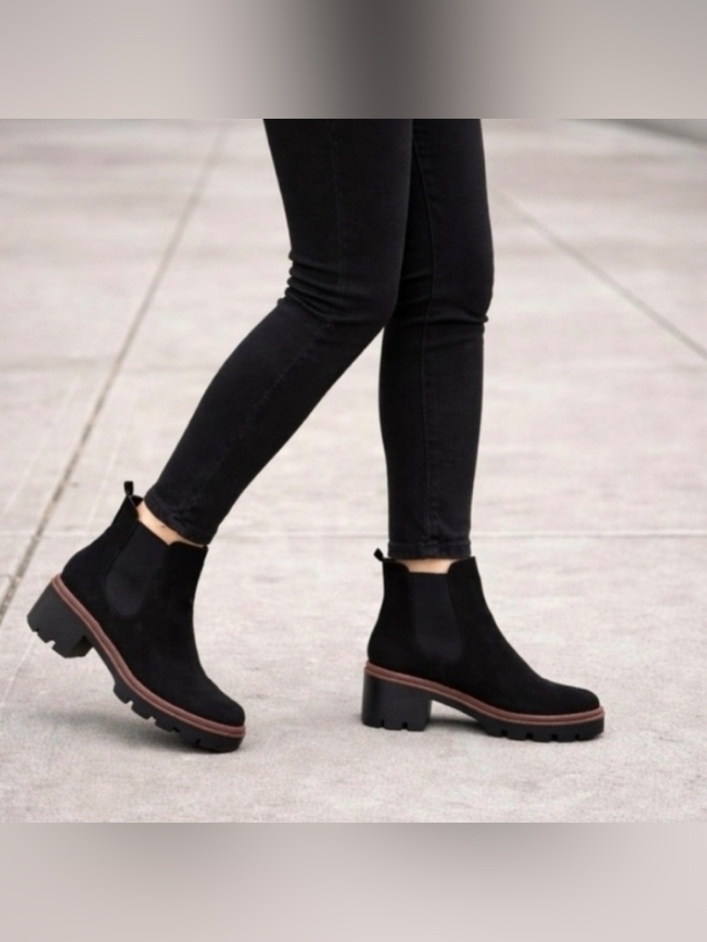 Antonio De Faria Black Suede Leather Chunky Sole Chelsea Platform Boots Size 8